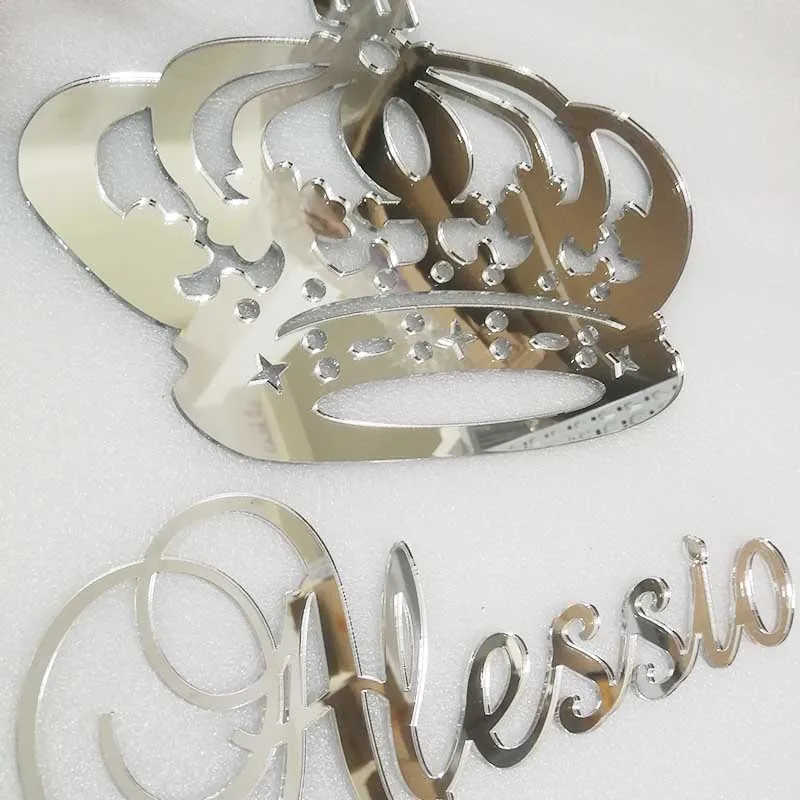 Personalized Mirror Acrylic Princess Crown wall hanging Sign with name Wedding Gift, family sign 25cm
