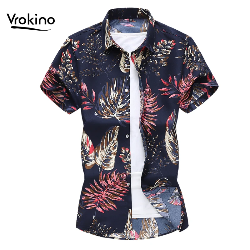 Гавайская рубашка мужская с коротким рукавом Повседневная блуза цветочным
