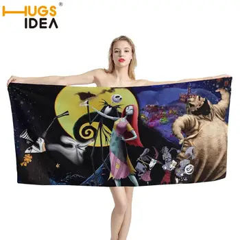 

HUGSIDEA The Nightmare before Christmas Print Cotton Soft Bath Towel for Men Women Sport Beach Towels Shower Towel Face Towels
