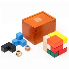 Blocs de Cube Soma 3D en bois, Cube magique, jeu de Puzzle Tetris, casse tête, éducation précoce, briques à empiler Montessori