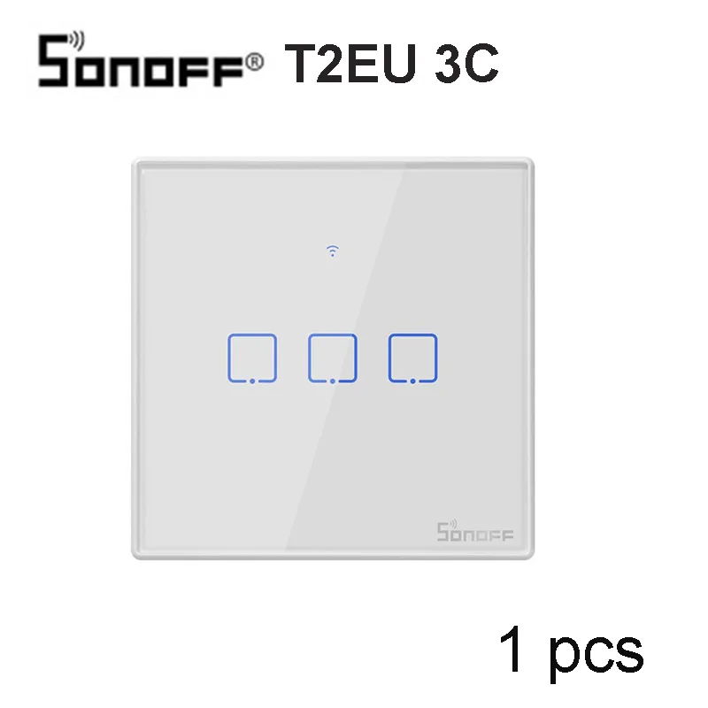T2EU- 3C-1 pcs Sonoff T1 ЕС Smart Wi-Fi стены сенсорный выключатель света 1 Gang 2-местная Wifi/RF 433/APP дистанционного контроллер для умного дома работать с Alexa - Комплект: T2EU- 3C-1 pcs
