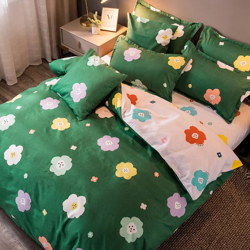 

High Quality 3/6pcs Bedding Set Colorful style Bed Linen duvet Cover Flat bed sheet pillowcase soft Twin Single full queen king