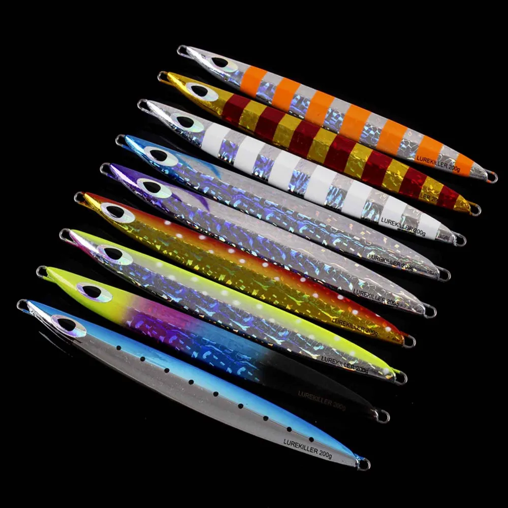 5PCS Deep Sea Glow Slow Luminous Bass Jig Hook Jigging Night Fishing Lure Jigbait Spoon Baits 160g 200g | Спорт и развлечения