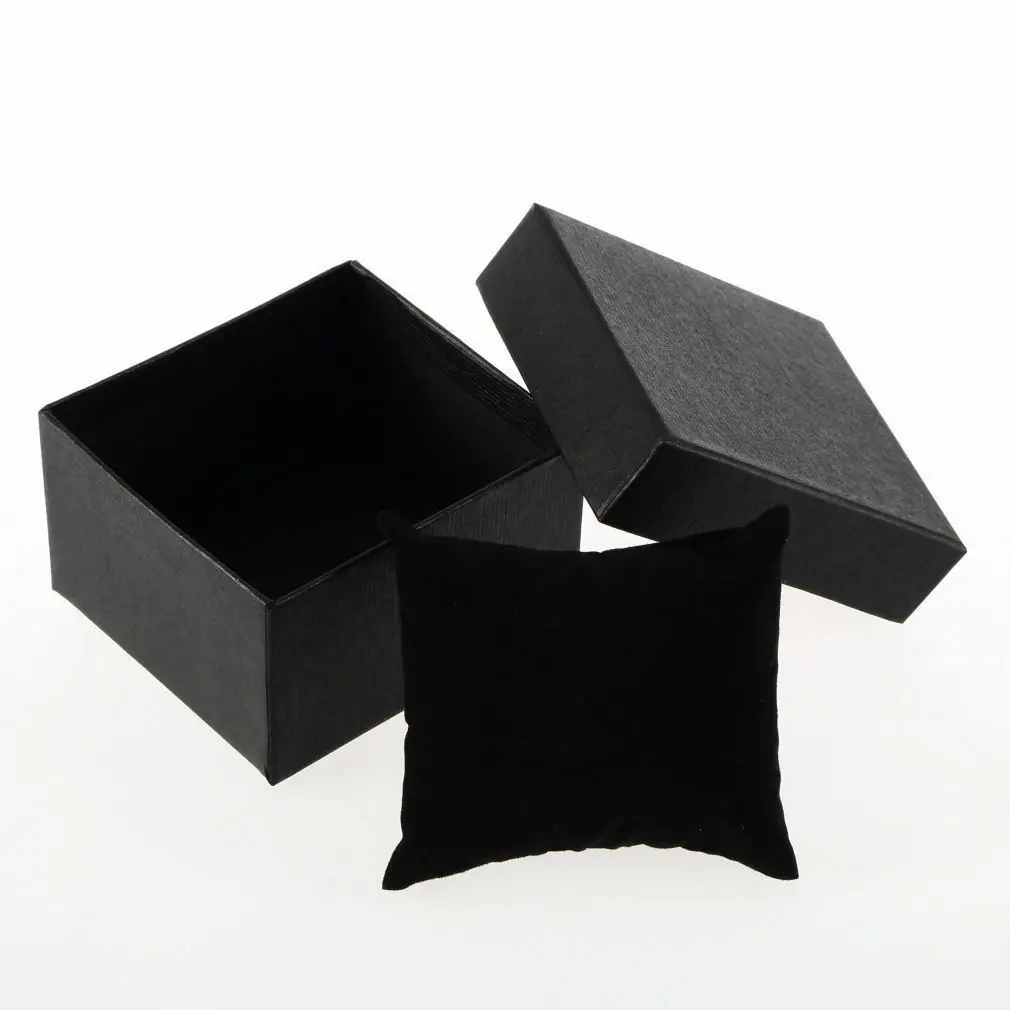 Высококачественная бумажная картонная коробка для часов органайзер для хранения свадебных обручальных колец Подарочная коробка для ювелирных изделий 83x78x52 мм - Цвет: Black