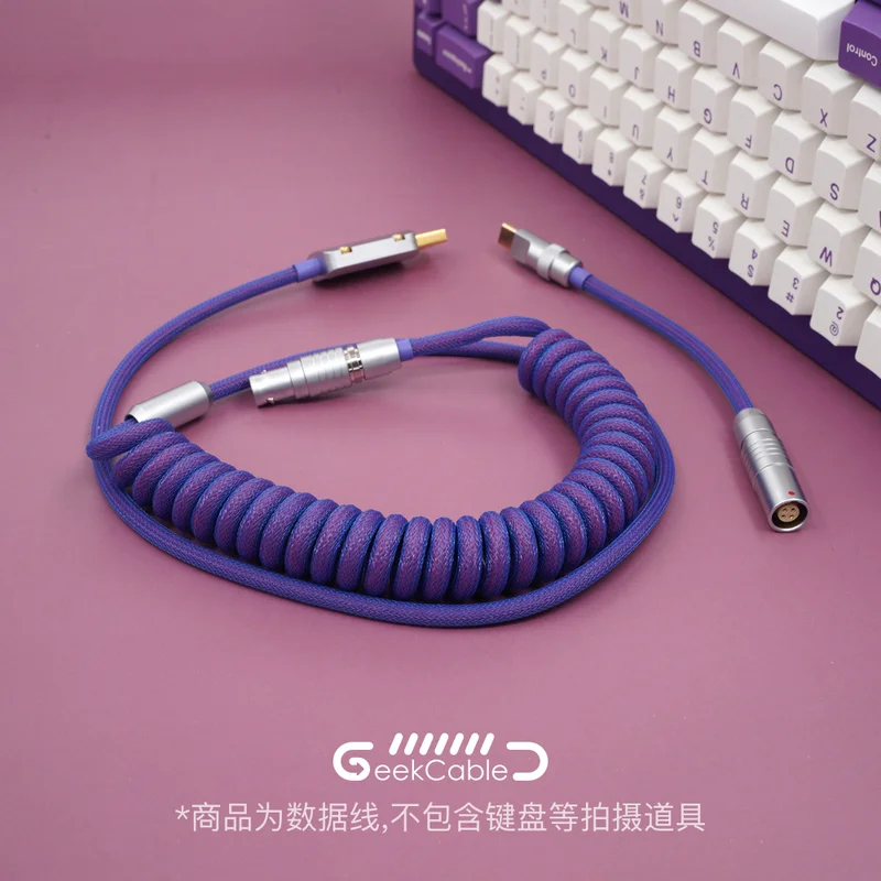 

GeekCable Handmade Customized Mechanical Keyboard Data Cable For GMK Theme SP Keycaps Filco MINILA Customized Mysterious Purple