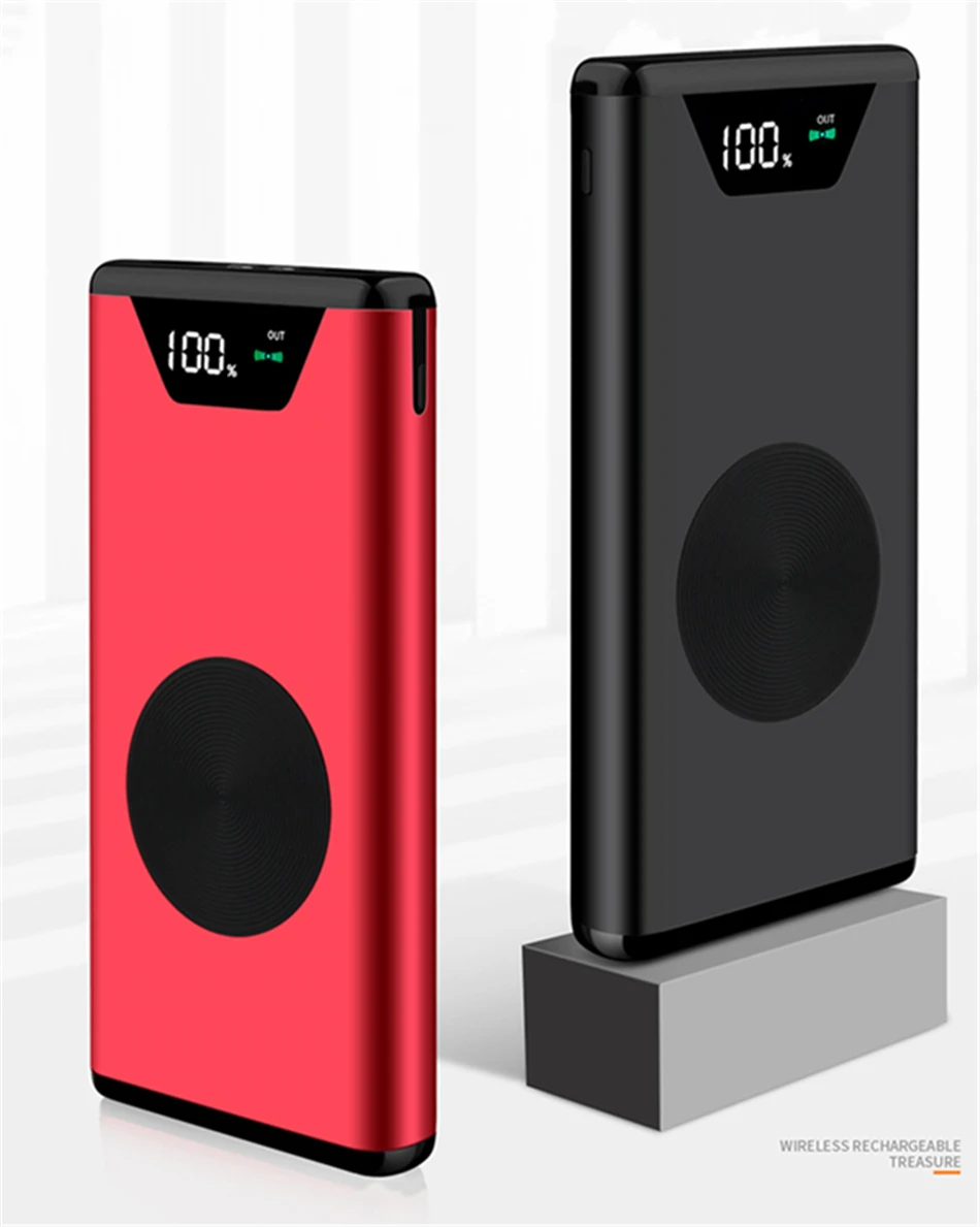 30000mAh QI Беспроводное зарядное устройство банк питания для iPhone samsung huawei внешний аккумулятор с двумя usb-портами зарядное устройство беспроводной внешний аккумулятор