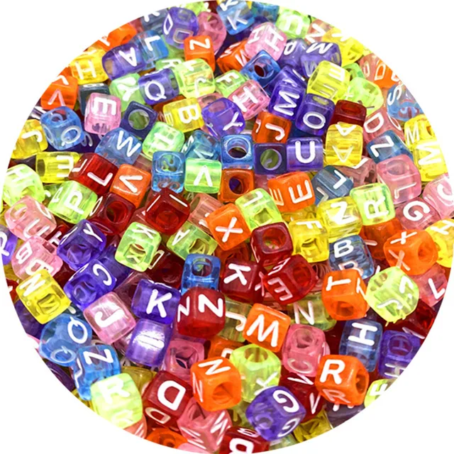 100pcs 6mm Mixed Square Alphabet Letter Beads Charms Bracelet Necklace For Jewelry Making DIY Accessories 01