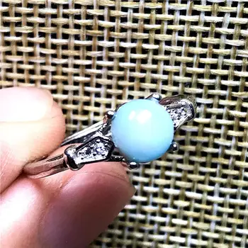 

Adjustable Ring 6mm Natural Blue Larimar Ring For Woman Prong Setting Stone 925 Silver Gemstone Fashion Engagement Jewelry AAAAA
