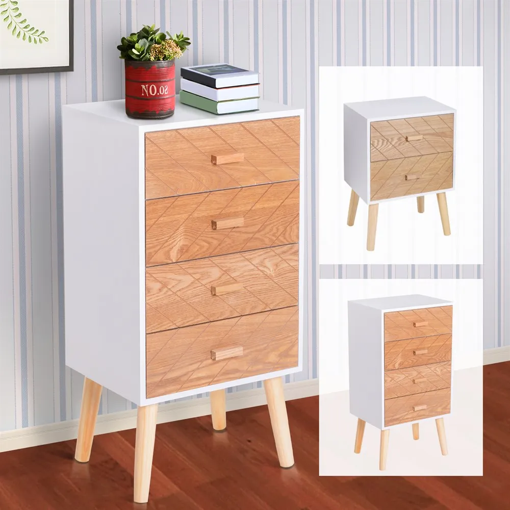 HOMCOM Small Table de Night Wood with 2 cajons Comfortable Rustica Drawer Bedside Color White and 40x30x55.5/40x30x75 cm |
