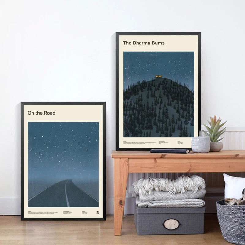 Jack Kerouac Large Literary Book Cover Posters and Prints Literature Wall Art Pictures Canvas Painting Bookworm Gift Study Decor