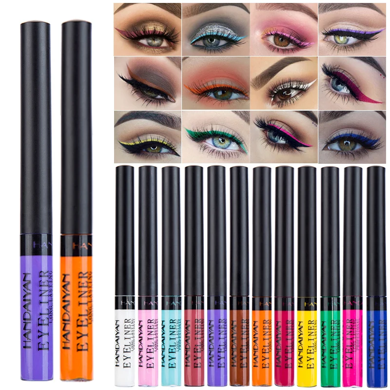 

12 Color Matte Neon Eyeliner Liquid Eyeliner Waterproof Brown Purple Color Liquid Eyeliner Long-lasting Liquid Liner Pencil