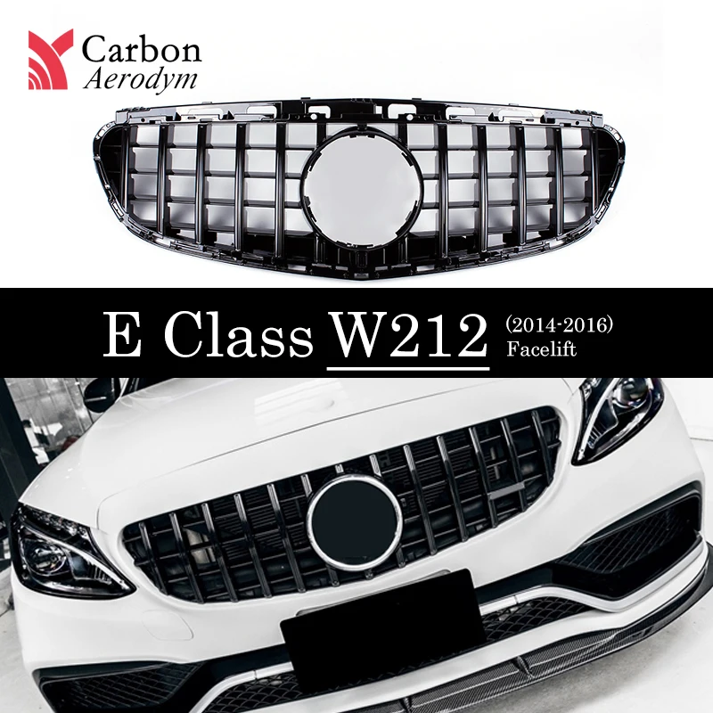 Diamonds grille for Mercedes W212 2014 2016 GT style ABS material front bumper grill for Benz E