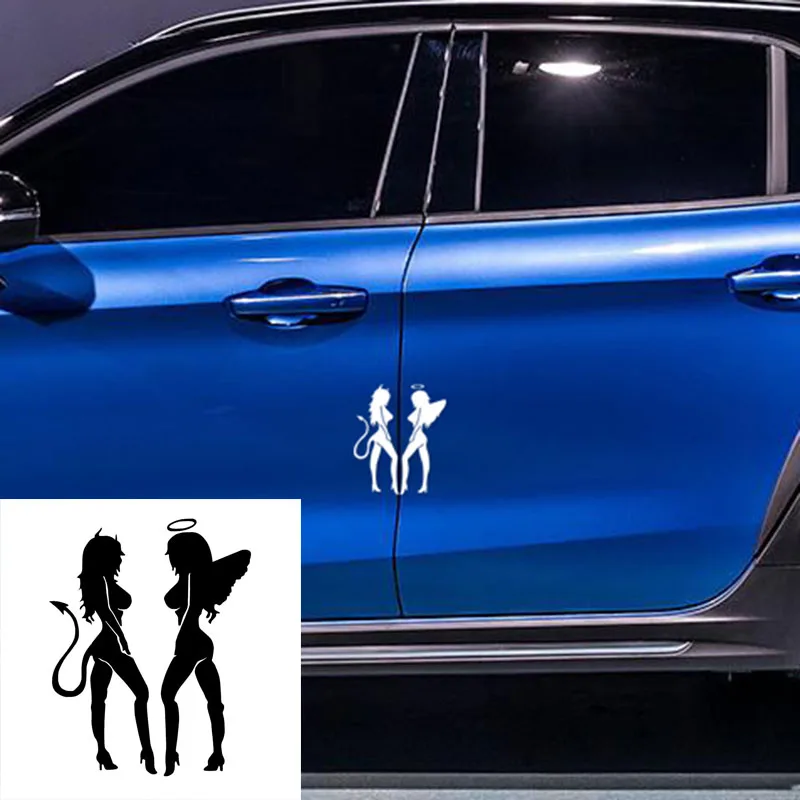 Автомобильные наклейки 10 5 см * 14 Ангел Дьявол сексуальная девушка Автомобиль