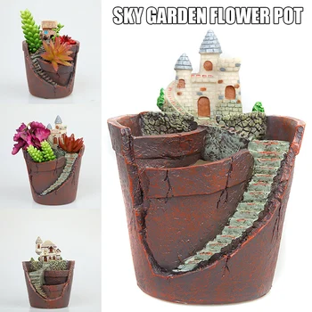 

Newest Miniature Resin House Planter Pot Succulent Flower Pot Micro Landscape Decorations Crafts for Desktop Office