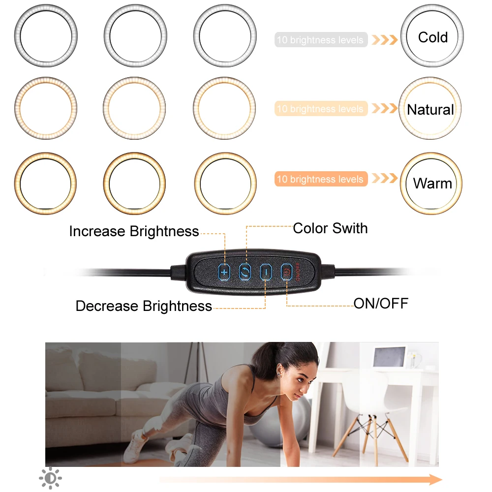  Foleto 10inch Ring Light USB Led Selfie Phone Video Camera Light for Photography Studio Makeup Lamp - 4000049105226