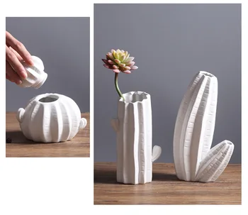 

Nordic Modern Ceramics Creative Cactus Ornaments Simple Bedroom Home White Decorations Soft Furnishings