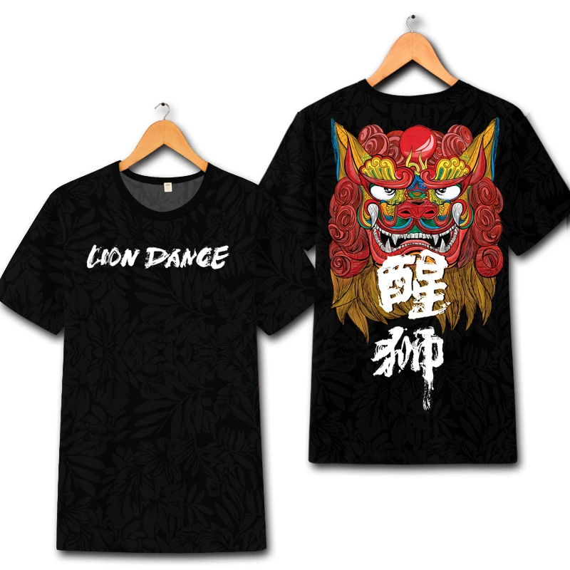 

Chinese culture lion dance pattern 3d print short-sleeved t shirt Summer 2019 New quality soft comfortable icy t shirt men S-6XL