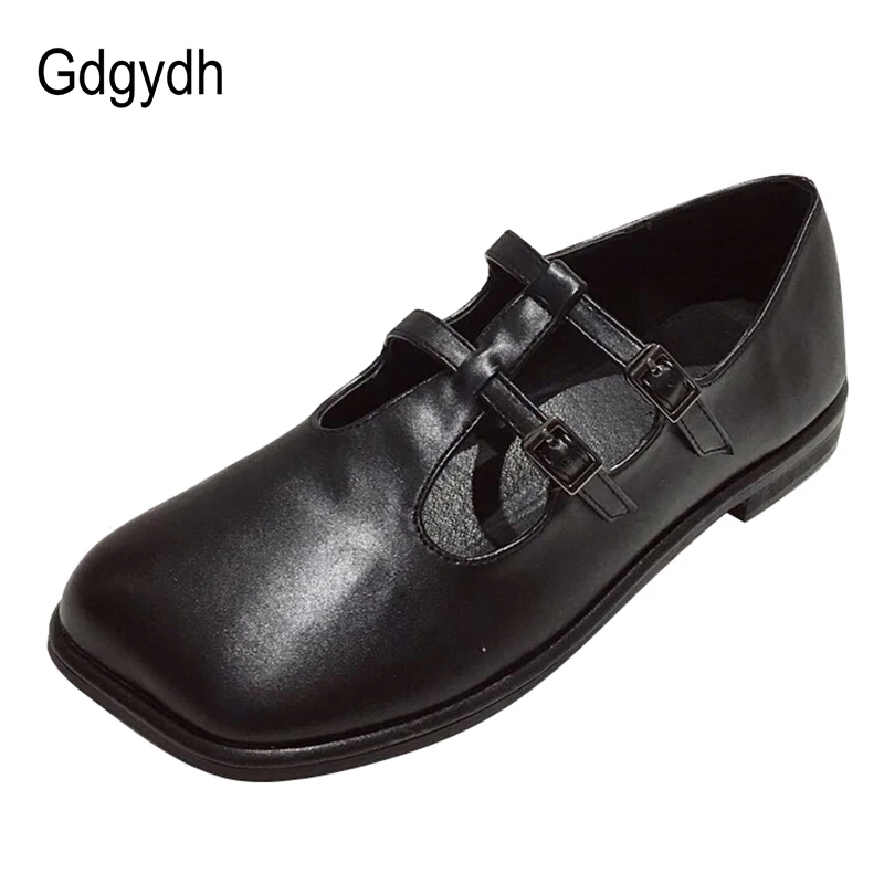 Женская обувь Gdgydh черная кукла Лолита с квадратным носком на плоской подошве Т
