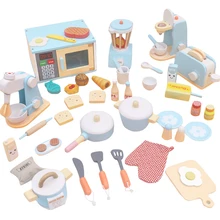Cocina de madera para niños, casa de juegos de simulación Montessori, rompecabezas de Educación Temprana, juego de cocina de serie, juguete divertido para bebés, regalo