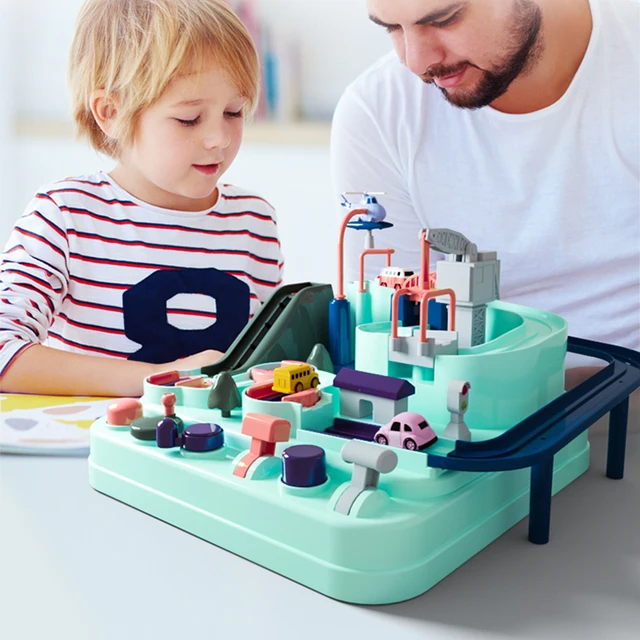 School Bus Big Adventure Children Toy Education Railcar Toy Baby track Car Macaron Color Table Games Boy and Girl Puzzle Toys 5
