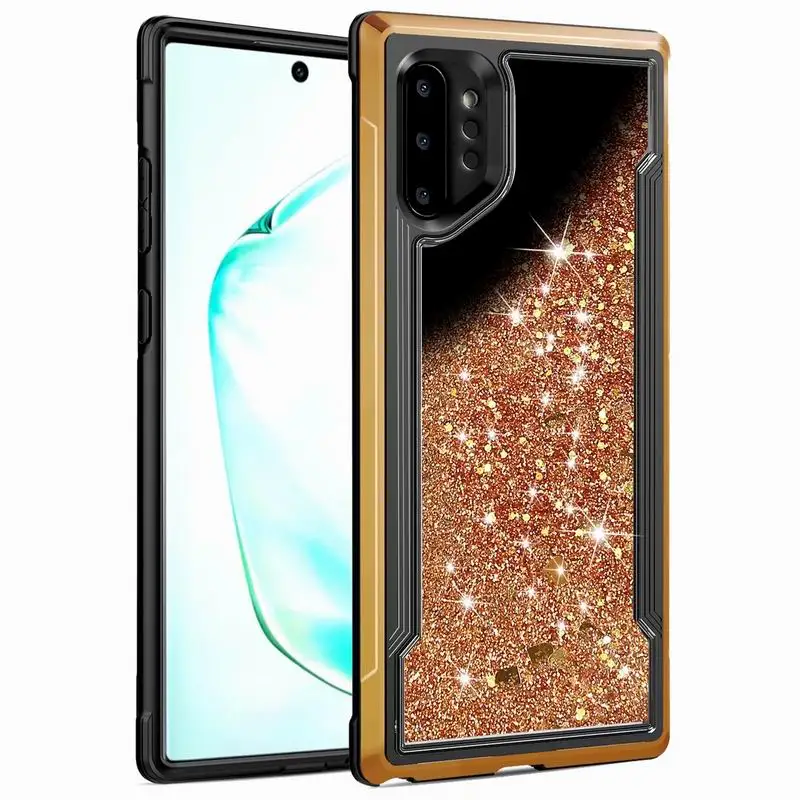Роскошный зыбучий песок 3 в 1 жесткий Блестящий блестящий чехол для samsung Galaxy Note 10 Note10 Plus чехол жидкий противоударный