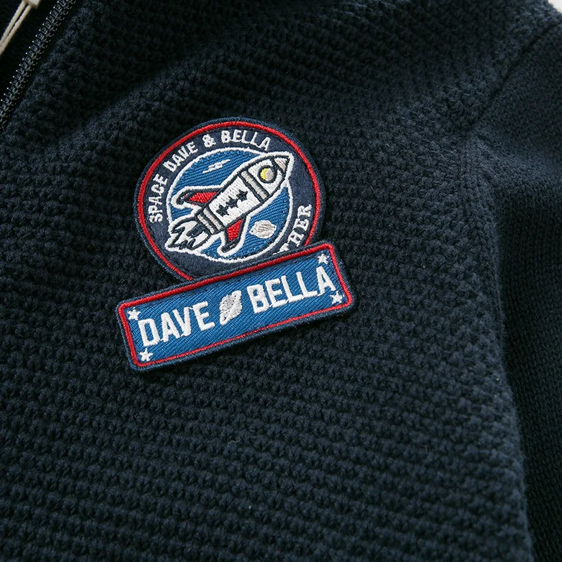 DBK10697 dave bella/Осенняя темно-синяя куртка для маленьких мальчиков детская Модная хлопковая верхняя одежда детское пальто