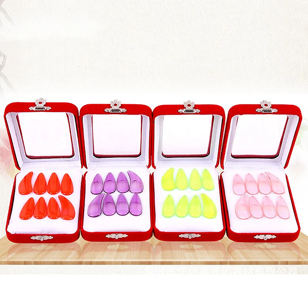 

8 PCS High Quality Left & Right Guzheng Finger Picks with Grooves, Gu Zheng Nails Size Small