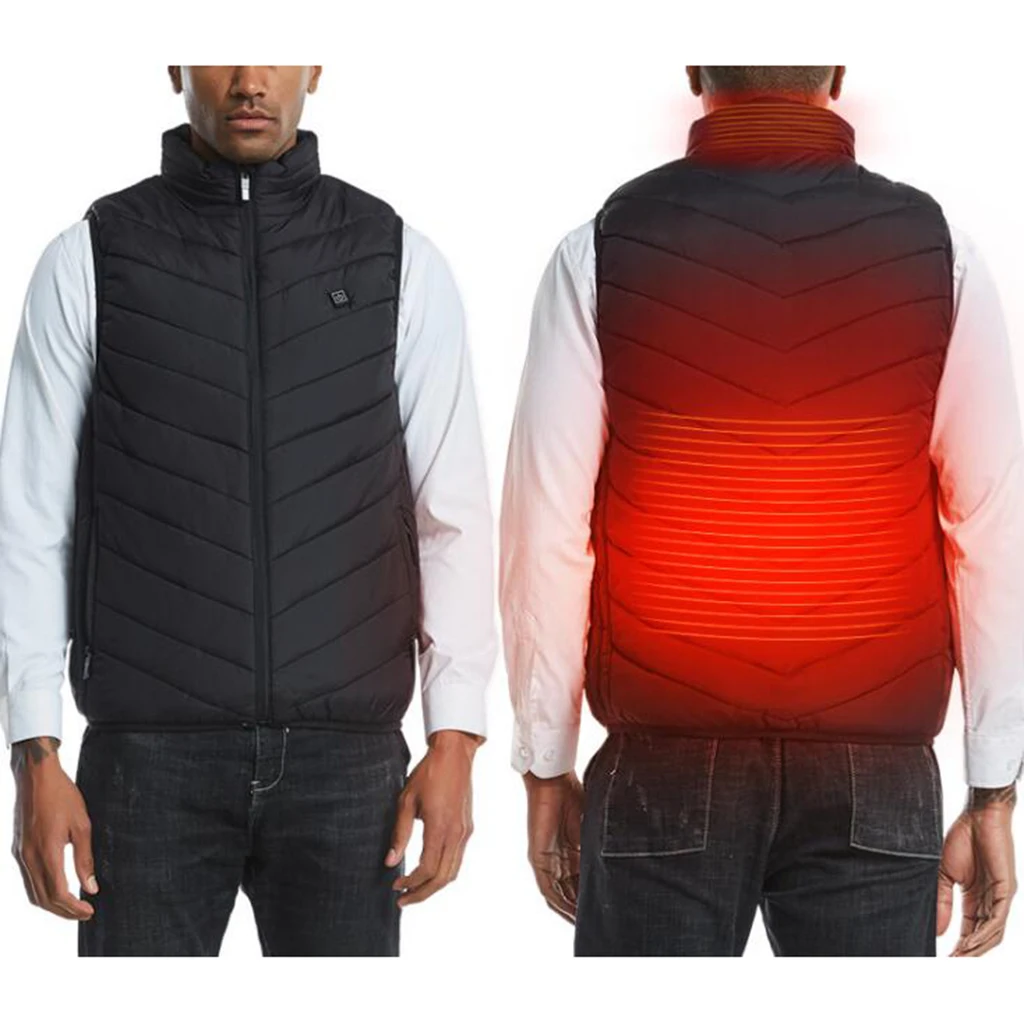Winter Electric Heating Vest Warm Adjustable Heated Jacket Battery Heated Coat Outdoor Fishing Camping HIking Walking Men Women 