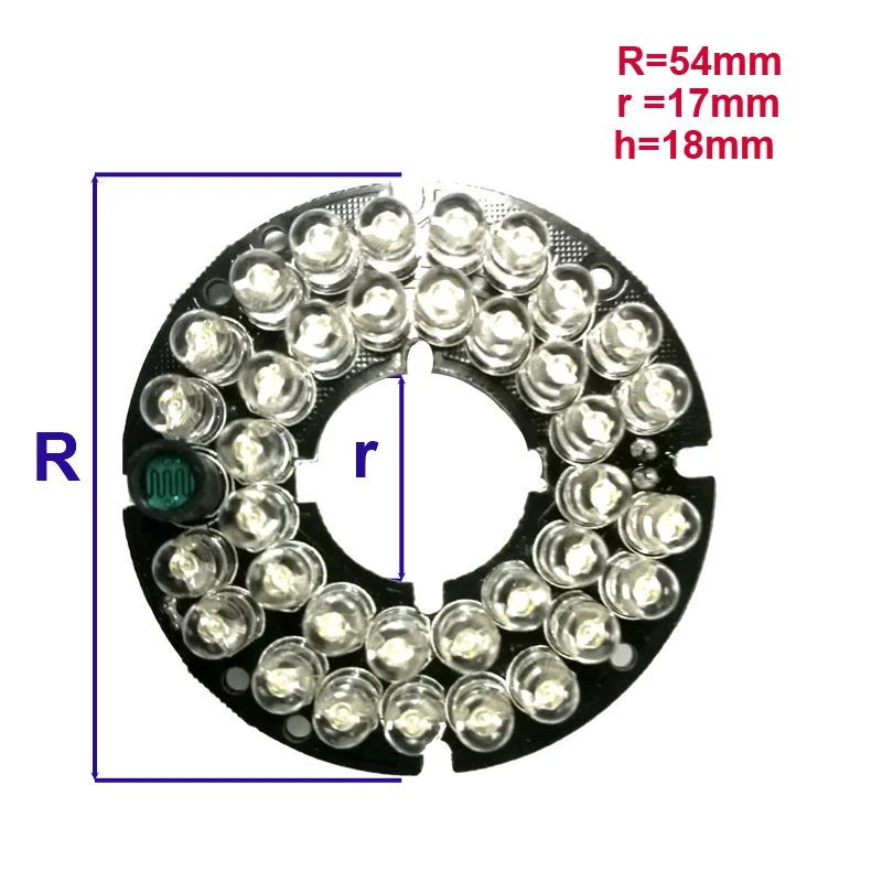 JIENUO-Placa de luz LED infrarroja 36 para cámaras de seguridad CCTV, 850nm, visión nocturna, diámetro de 54mm, 5 unids/lote