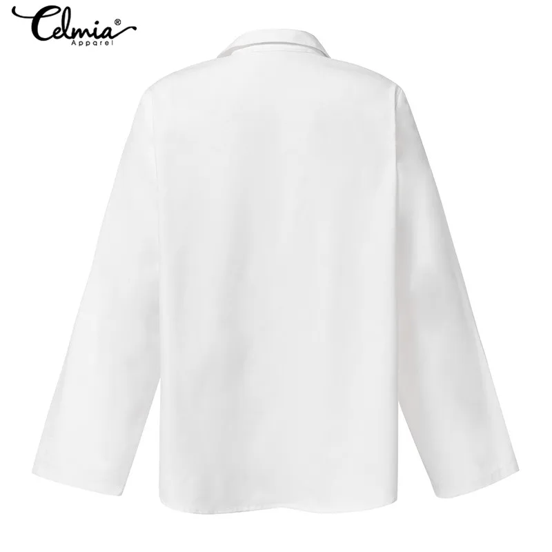 Celmia 2020 Sexy Leopard Stitching Blouse Womens Clothing Autumn V-Neck Long Sleeve Shirts Casual Loose Tops Vintage Blusas 5XL