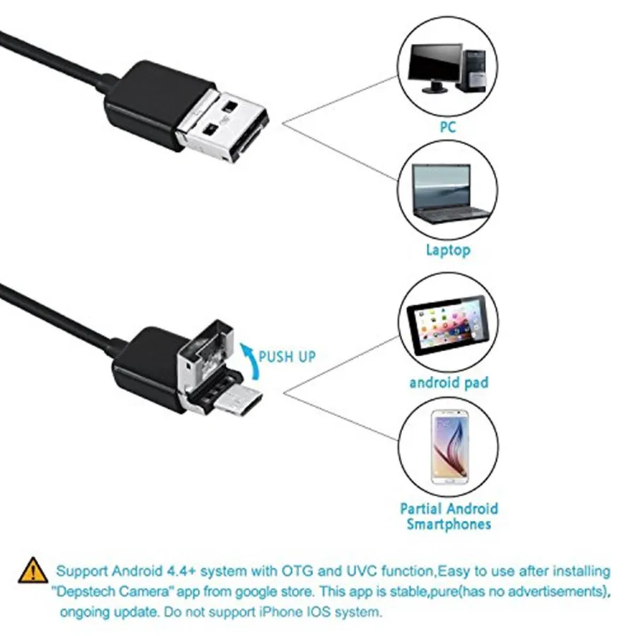 2 в 1 7 мм Мини объектив м мягкий кабель Micro/USB эндоскоп бороскоп змея инспекция