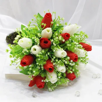 

New Products Korean Style 18 Head Rose to Beam Wedding Decorative Home Decoration Hand Bundle Rose Imitation Flowers Manufacture