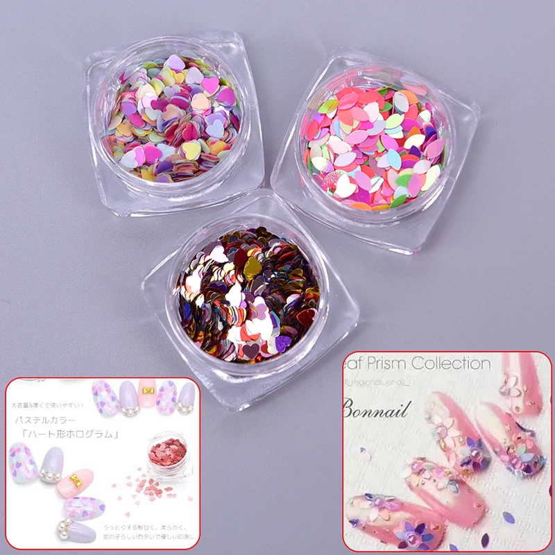 Matte Pearl Heart Shape Nail Glitter Sequins Colorful Nail Flakes Sticker DIY Nail Sliders Dust For Nail Art Decorations