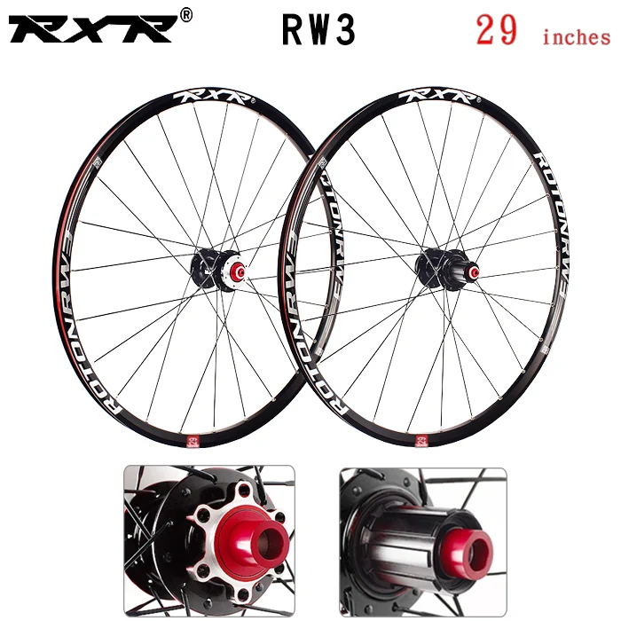 RXR 2" 24 Отверстия rw3 дисковый тормоз колеса для горного велосипеда QR ступицы MTB велосипеда 7/11 скорости колеса из сплава передние 2 задние 5 подшипники - Цвет: 29 black 100x142mm