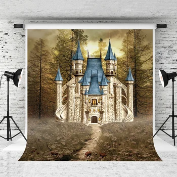 

VinylBDS Photographic background Cartoon Castle Trees Props Customize Backdrops Baby Kids Background Stage Backdrops 150x200cm