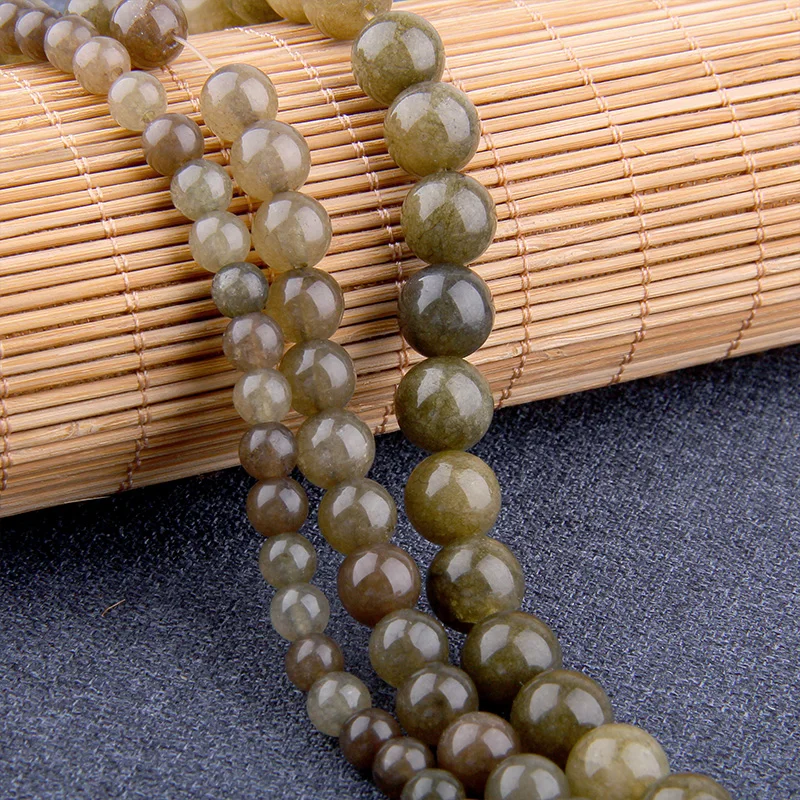 Natural Stone Brown Aragonites Jades Bead Chalcedony Smooth Agates Loose Spacer Beads For Jewelry Bracelet Making 15.5"strand - Цвет: Brown 2