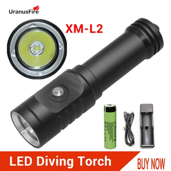 

Powerful LED Diving Flashlight XM L2 1000lms Waterproof Underwater 50M Dive Lamp Torch 18650 XML2 Tactical Diving Flash light