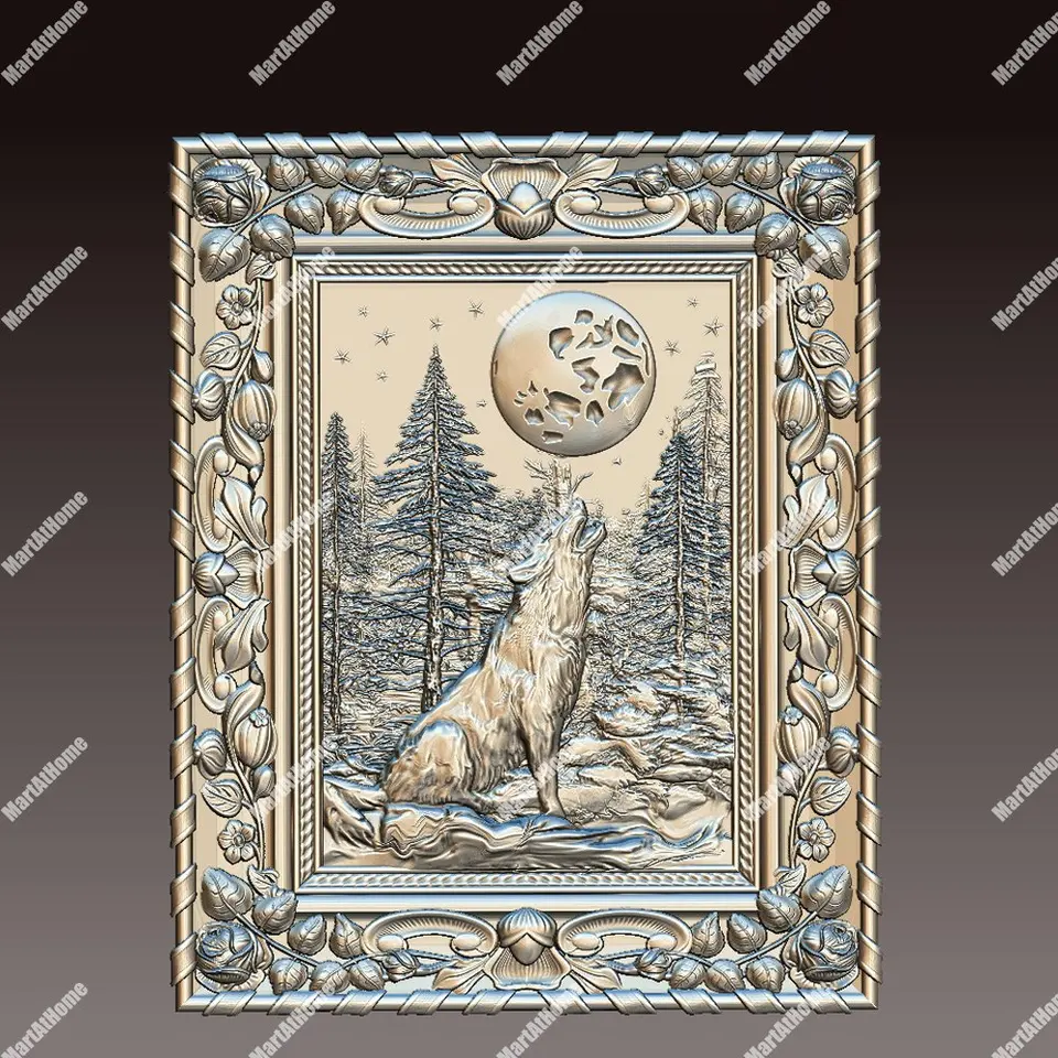 9 3D STL New Wolfs Panel Models For CNC Router Carving Machine Artcam aspire