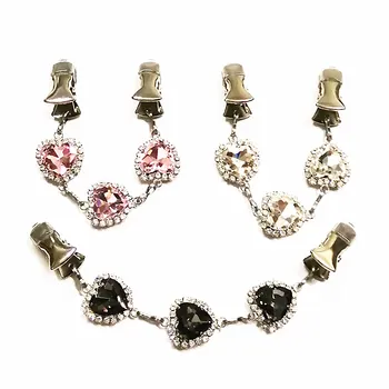 

3pcs/lot Rhinestone Sweater Clips Heart Cardigan Clamps Shawl Pins Women Cloak Clasps Cape Clothing Guard