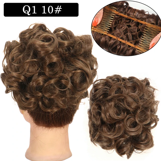 Synthetic Curly Elastic Band Chignon Plastic Comb Clips in Hair Extension Hair Bun Updo Cover Hairpieces Hair Accessories Q1 10