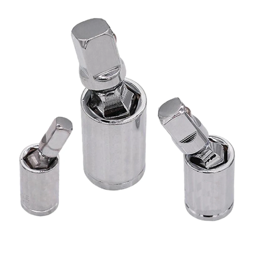 3PCS Set Swivel Impact Adapter Universal Joint Driver Socket, Hardened Chrome-vanadium steel construction for superior strength