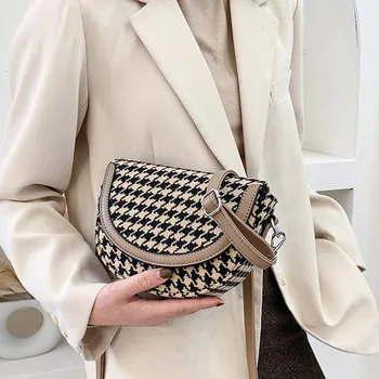 

New Female Small Crossbody Bag And Saddle Bag 2020 Famous Brand Woolen Cloth Handbag For Women's Fashion Shoulder Messenger Bags