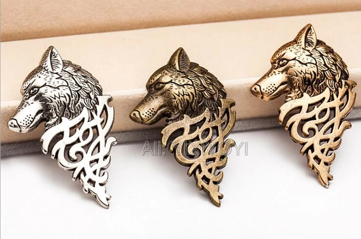 Broches De Pasador Con Cabeza De Lobo - Plata U Oro, Para Cuello O Solapa, Accesorio Punk Para Hombre