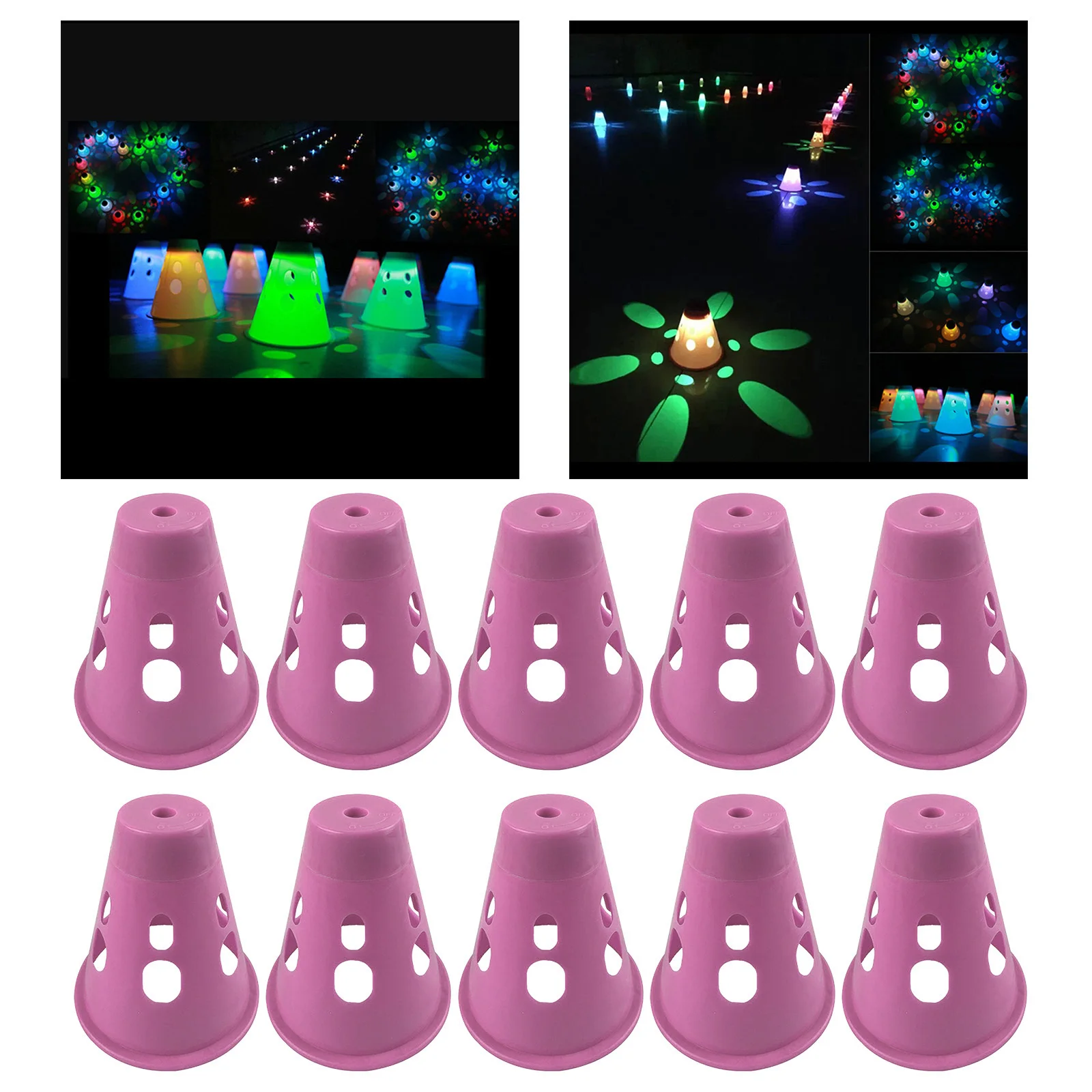 10x Plastic LED Skating Cones Skate Training Marker Pile Cups  Decor