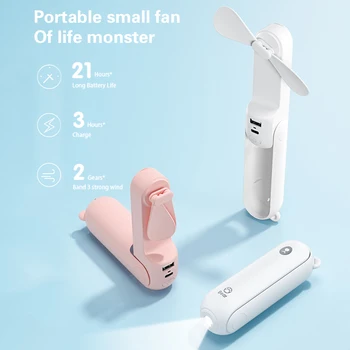 

Smart Home Portable Fan 2000mAh Handheld Rechargeable Foldable Electric USB Cooling Air with Emergency Power Bank Flashlight