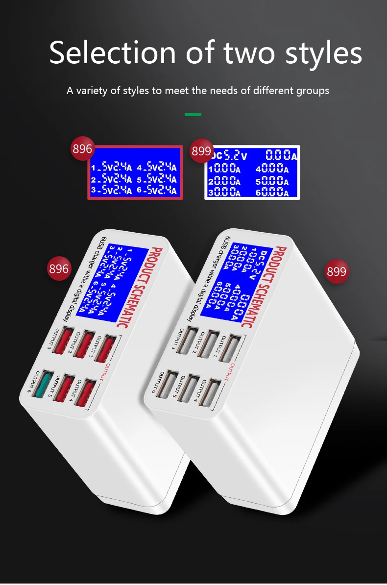 6口智能手机充电器QC 3.0 带LCD显示3副本