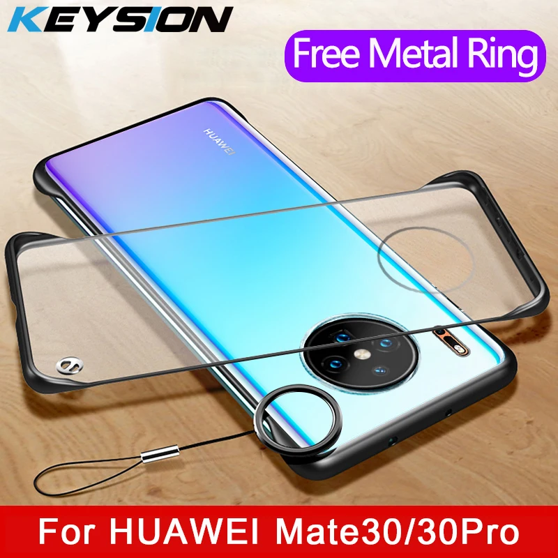 

KEYSION Frameless Phone Case for Huawei Mate 30 30 Pro Mate 20 P20 P30 Pro Lite Transparent Ring Back Cover for Honor 9X 20 Pro