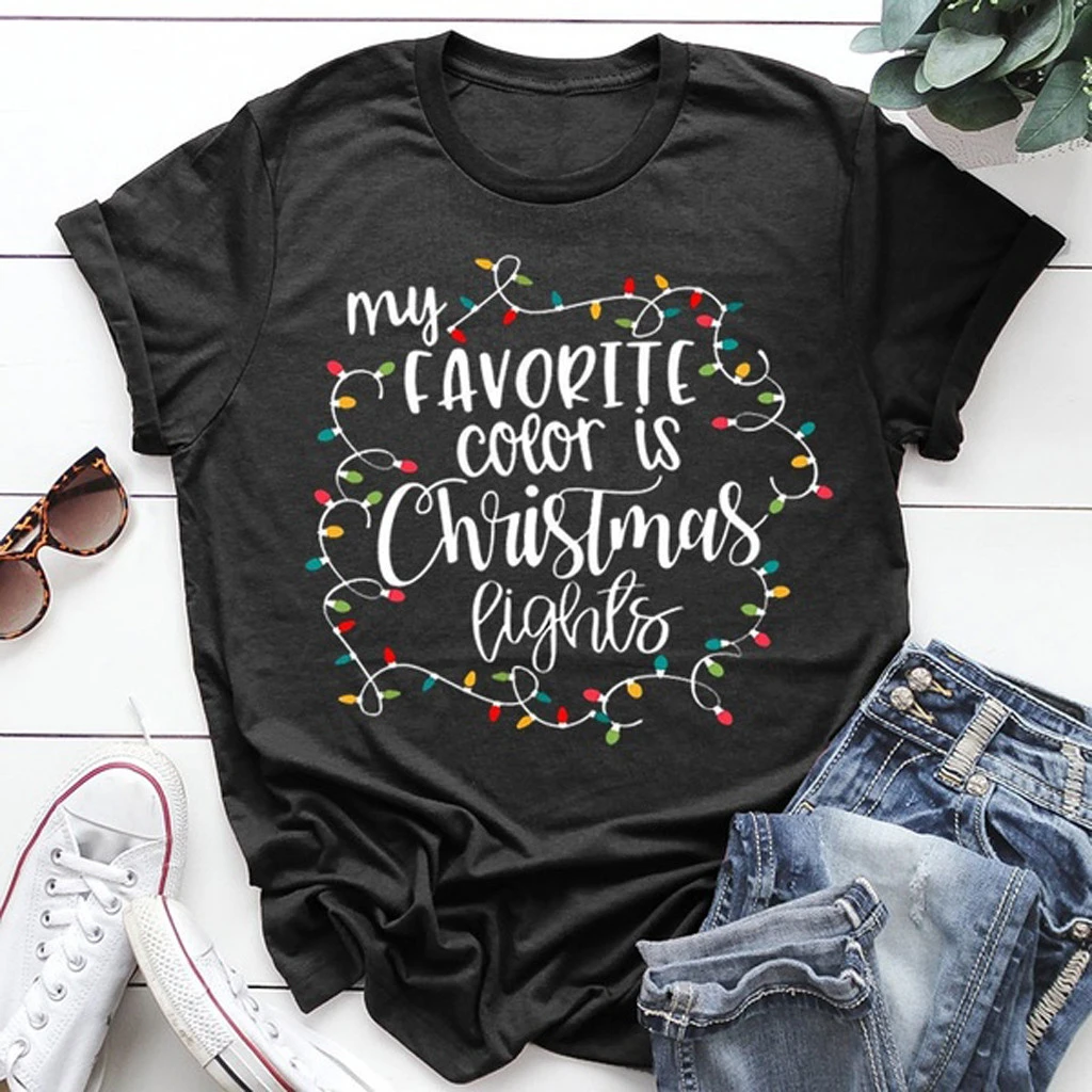 CHAMSGEND Fashion Women Blouses Autumn 2019 Christmas Blouse Letter Printed Short Sleeves Shirt Tops 1003