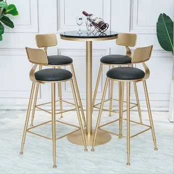 

Nordic creative bar table beverage shop table high stool Light luxury simple iron leisure bar chair high bar table and chair
