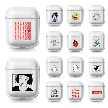 

Crystal Cute Cartoon Earphone Case For Apple AirPods 1 2 Hard PC Transparent Protective Cover For Airpods 1 Accessories